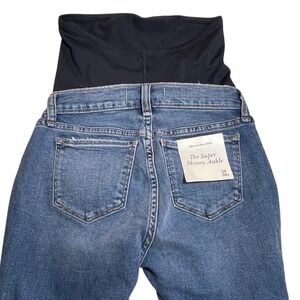 Abercrombie & Fitch Maternity Super Skinny Ankle Jeans Distressed Blue 24 00s